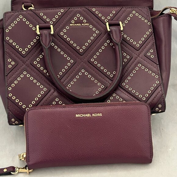Selma Medium Diamond Grommet Leather Satchel Michal Kors - Picture 6 of 10